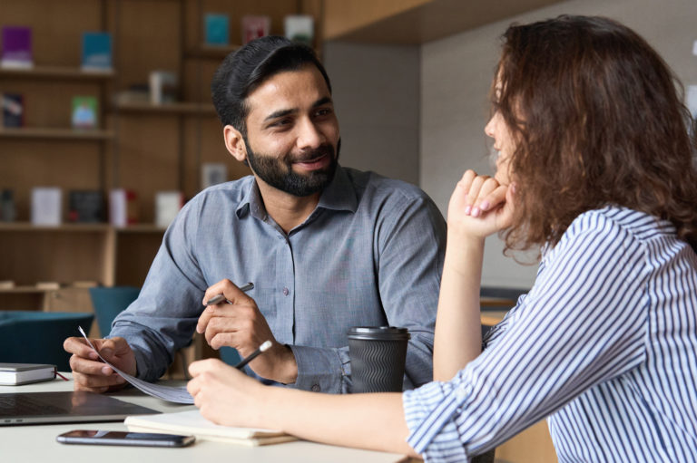 Marketing team working on client strategy.